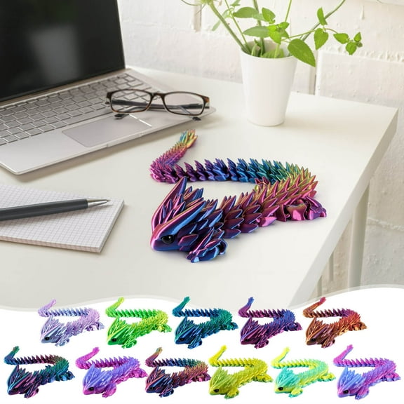 3D Printed Dragon, Articulated Dragon Sculpture - Movable Joint Figurine, Articulated Figurine Fantasy Home Decor Gift (11.8 inch)