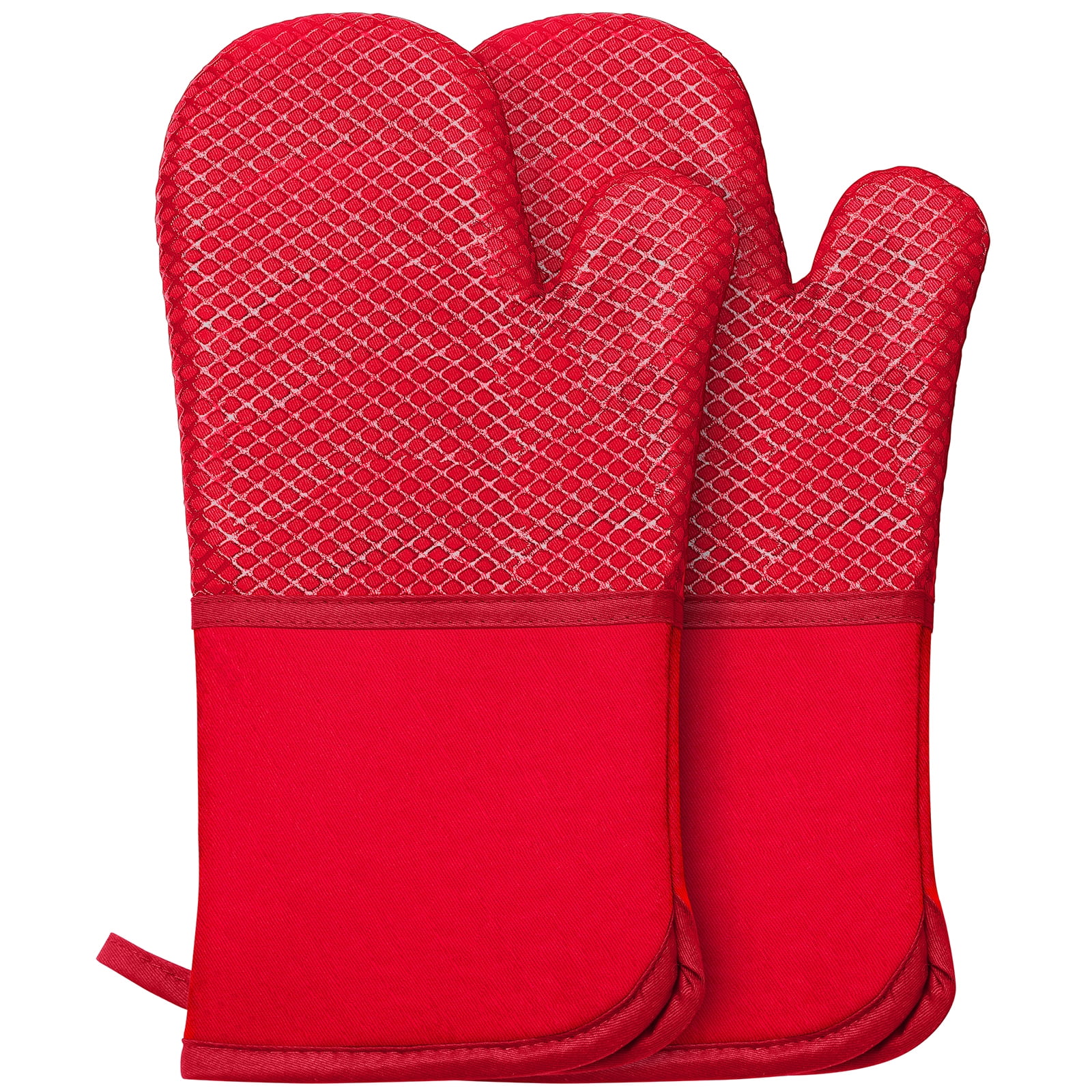 Oven Mitts, Heat Resistant Kitchen Oven Gloves 572°F, Non-Slip Silicone ...