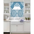thumbnail image 3 of Baroque Blue Swag Curtains for Living Room/Bedroom Windows, Vintage Damask Classic Floral Kitchen Curtains and Valances Set 36 Inch Length, Light Filtering Swags Valance Curtain Panels, 3 of 5