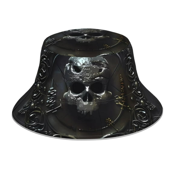 Fotbe Ornate Dark Skull Book Sombrero Tipo Pescador con Estampado – Sombrero de Sol de Algodón de Moda para Playa, Golf, Pesca