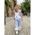 thumbnail image 3 of Loicainy Toddler Baby Girls Summer Outfits 6 12 18 24 Months 2T 3T Flying Sleeve Crew Neck Plaid Print Vest Tops and Elastic Waist Pants Clothes Set, 3 of 9