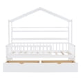 thumbnail image 4 of Harper & Bright Designs Twin Size House Bed with Drawers and Storage Shelves, Kids Platform Bed with Fence Rails Wood Playhouse Tent Bed Frame for Girls Boys, White, 4 of 10
