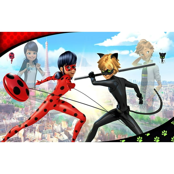 MIRACULOUS LADYBUG CAT NOIR Edible Cake Topper for 1/4 sheet cake