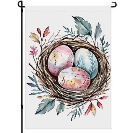 Easter Holiday Outdoor Garden Flag for Lawn Farmhouse Front Door Deco Flowers Durable Back Yard Decor 28x40inch Vivid Colorful Cartoon Washable Camping Flags for Campsite