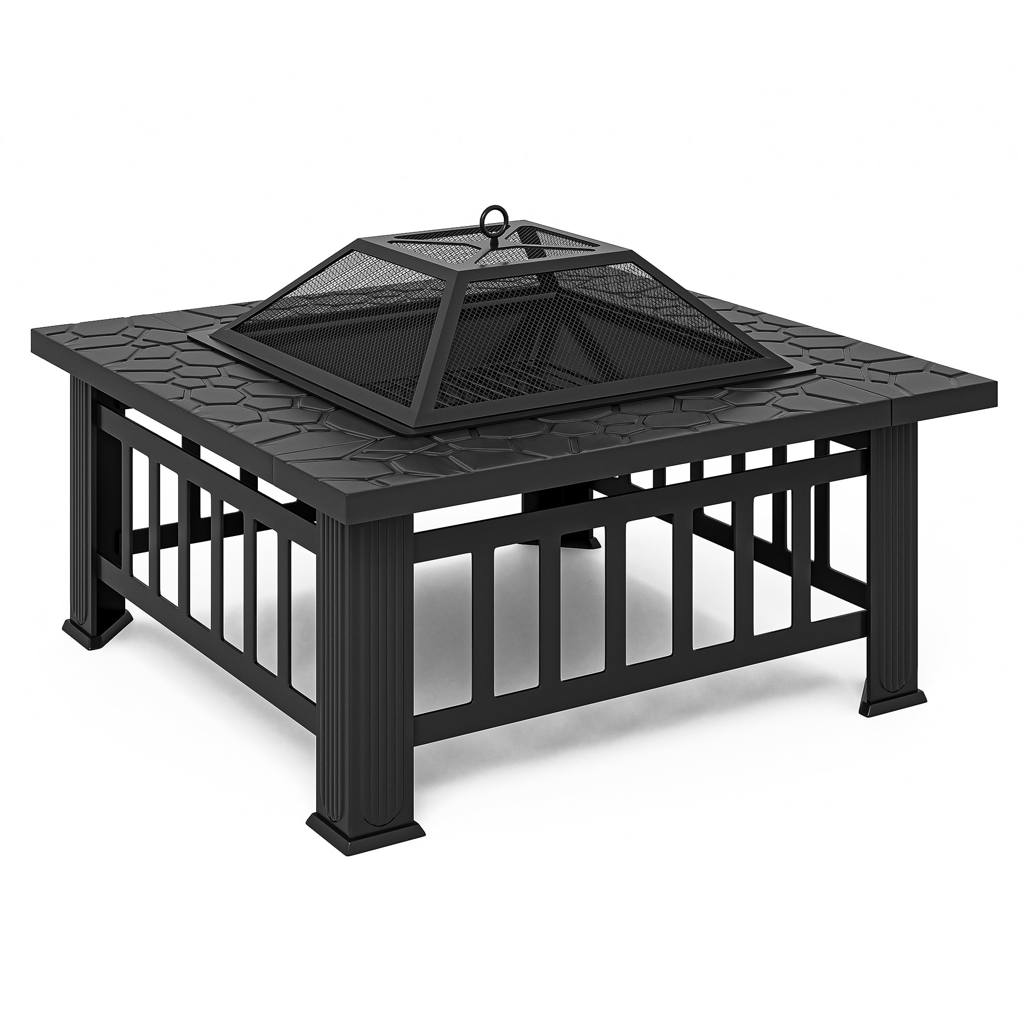 Kadyn 32" Wood Burning Fire Pit for Outside Fire Pit/Ice Pit/BBQ Fire Pit, Black Square Fire Pit Table Kadyn 32" Wood Burning Fire Pit for Outside Fire Pit/Ice Pit/BBQ Fire Pit, Black Square Fire Pit Table