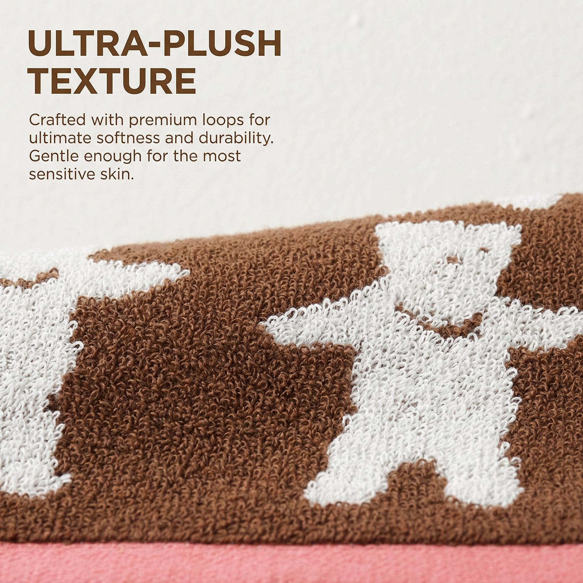Unique Bargains Animal Pattern Cotton Jacquard Soft Absorbent Hand Towel Brown 29" x 13"