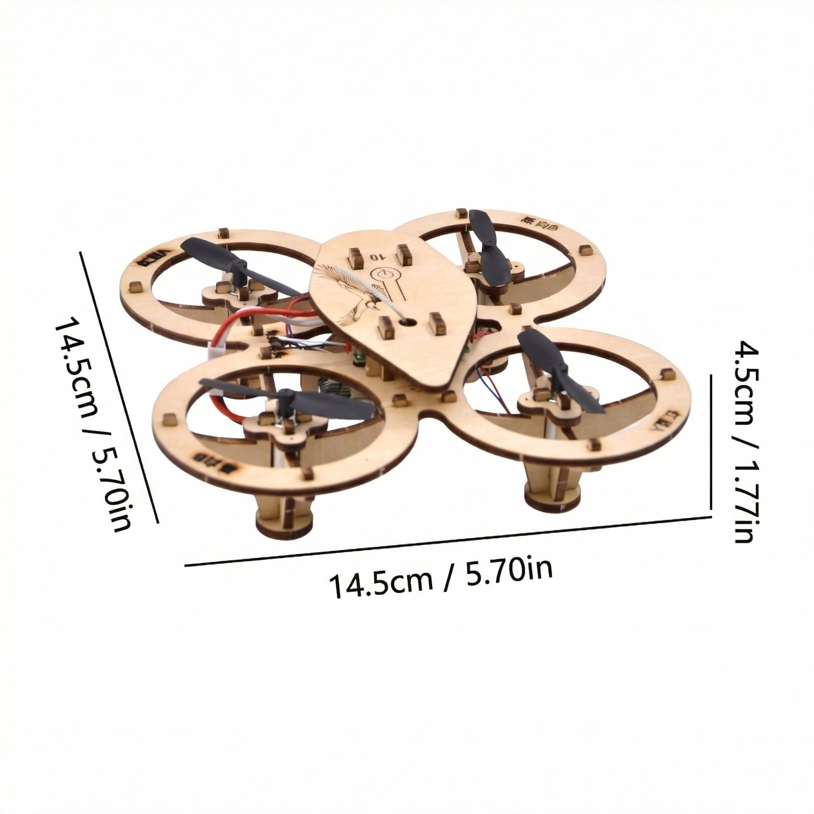 DIY Quad Drone, Wooden Assembly, 1 Pack DIY Kit, for Hobby STEM Building