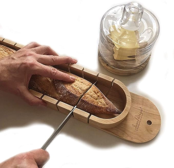 Jean-Patrique Baguette Bread Slicer & Knife Set | 2-piece Set Contains A Solid Beech Baguette Bread Slicing Board And A Professional Quality Stainless Steel Knife | From