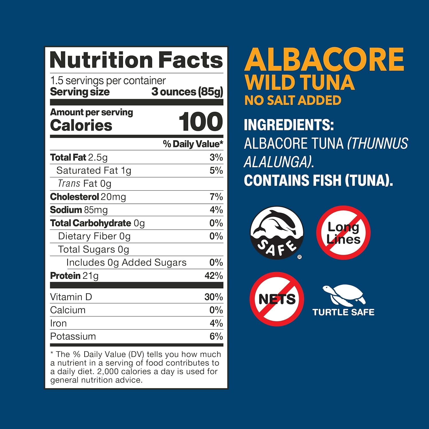 Wild Planet Wild Albacore Tuna, No Salt Added, 5 oz Can (Pack of 12)