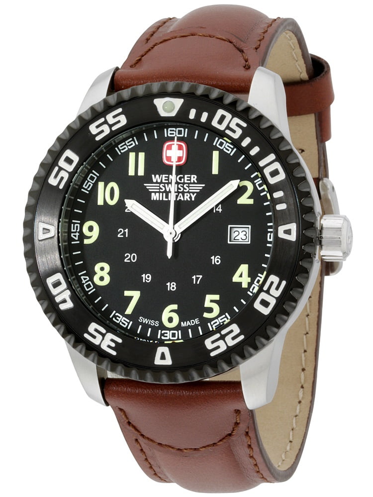 Wenger - Wenger Men's Swiss Military Black Dial Brown  