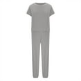 thumbnail image 4 of Women's Summer 2 Piece Tracksuit Outfit Casual Cap Sleeve Tops High Waist Track Pants Sweatsuits Lightweight Loose Fitted Loungewear Matching Sets, 4 of 6