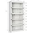 thumbnail image 3 of Historyli Estantería de 5 Niveles,Librería Estilo Rústico,Estante Alto de 67.4" (171 cm) con Almacenamiento,Estantes de Madera para Sala de Estar,Oficina en Casa - Marrón,Blanco Antiguo, 3 of 6