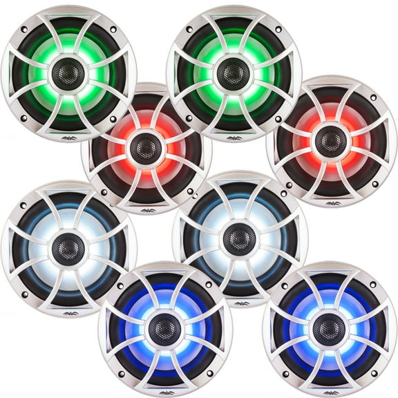 Wet Sounds Bundle: Four pairs of XS 65i Series Silver Grill 6.5" Speakers w/ RGB LED. 60 Watts RMS Each