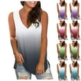thumbnail image 4 of Plus Size Tank Tops for Women Casual Printing V-Neck Gradient Sleeveless Oversized T-Shirt Loose Vests Blouses Pink M, 4 of 4