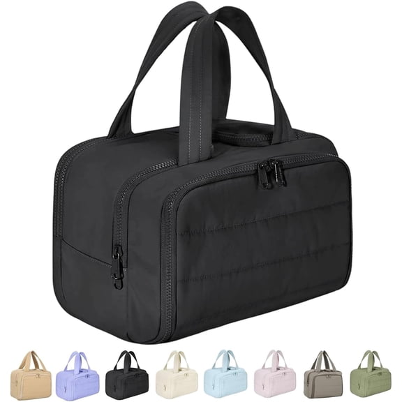 Maison Ginza Cloud Carry Bag,Large Capacity Waterproof Travel Toiletry Bag with Handle, 4-Part Dry Wet Separation Cosmetic Organizer, Maison Ginza Bag for Makeup, Skincare, and Essentials(Dark blue)