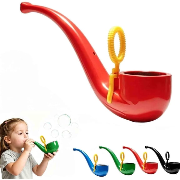 Soap Bubble Pipe, 3D Printed Novelty Bubble Blower, Reusable Retro Style Bubble Maker for Parties, Outdoor, Backyard, and Birthdays (RED)