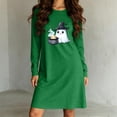thumbnail image 6 of Women's Halloween Cute Print Lounge Dress Long Sleeve Crew Neck Casual Sleepwear Nightgown, 6 of 6