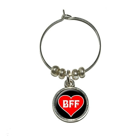 BFF - Best Friends Forever - Red Heart Wine Glass