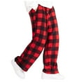 thumbnail image 4 of NIEWTR Mens Pajama Pants Silk Satin Pj Plaid Loungewear Lounge Pants With Pockets Sleepwear Fall Wintet Pajamas Pants(Z06-Red,XL), 4 of 9