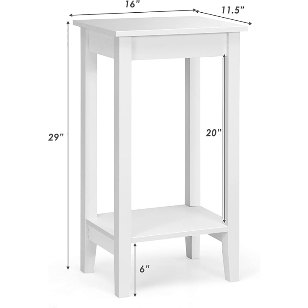 Finihen End Table, Set of 2 Versatile 2-Tier End Table with Storage Shelf, Sofa Side Table, Bed Side Table, for Living Room, Bedroom, White Finihen End Table, Set of 2 Versatile 2-Tier End Table with Storage Shelf, Sofa Side Table, Bed Side Table, for Living Room, Bedroom, White
