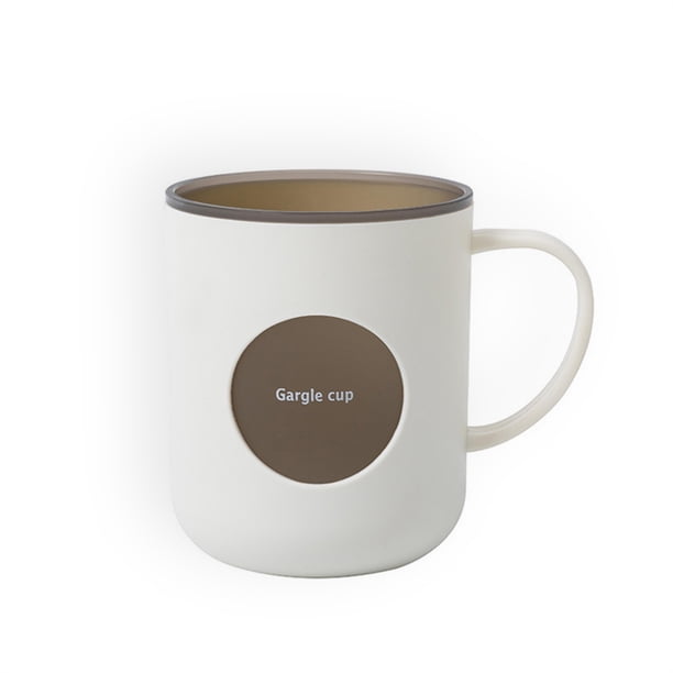 Copa de enjuague bucal Color de contraste Taza para niños Titular de almacenamiento con mango portátil Cuarto de hogar Herramientas de lavado Accesorios Blanco Inevent HA011961-02