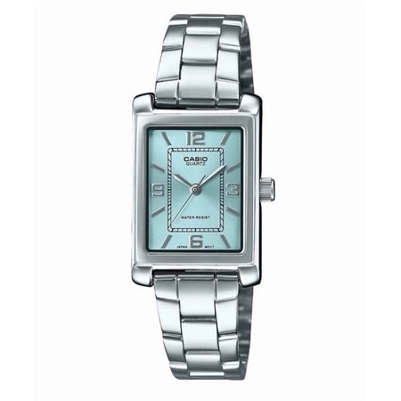 Casio Women’s Silver Analog Watch Aqua Dial Stainless Steel Bracelet -