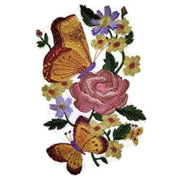 Flutter by Fancy Butterflies Embroidered Iron on/Sew Patch [6.85" X 4.19"]