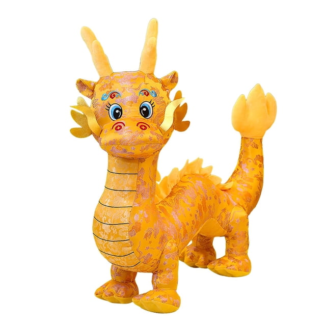 Juguete de peluche de dragón, animal de peluche de dragón, muñeco de dragón, figura de dragón chino, juguetes amarillo 35cm