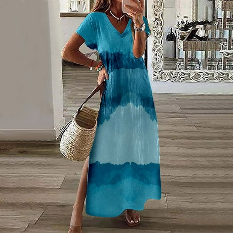 blue tie dye beach dress BMC Blue Tie Dye Maxi-Dress with Pockets – Black Mentality Clothing
