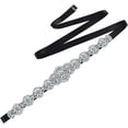 thumbnail image 1 of Apuakthei Cinturón de boda con diamantes de imitación para novia, cinturones plateados con diamantes de imitación para mujer, vestido de noche formal, color negro, 1 of 5