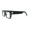 thumbnail image 3 of Rectangular Mobster Flat Top Clear Lens Retro Fashion Eyeglasses Shiny Black, 3 of 4