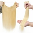 thumbnail image 4 of Benehair Human Hair Extensions Wire In Headband Hiddien Secret No Clip Weft One Piece Remy Hair Straight Women Blonde, 4 of 13