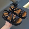 thumbnail image 6 of TOWED22 Toddler Girl Sandals - Flower Girl Dress Shoes Open Toe Little Kid Summer Flats Black,12, 6 of 6