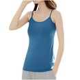 thumbnail image 2 of Fartey Women's Spaghetti Strap Camis Top Slim Fit Summer Tank Tops Solid Color Scoop Neck Sleeveless Shirts Soft Stretch Yoga Workout Camisoles Blue XL, 2 of 3