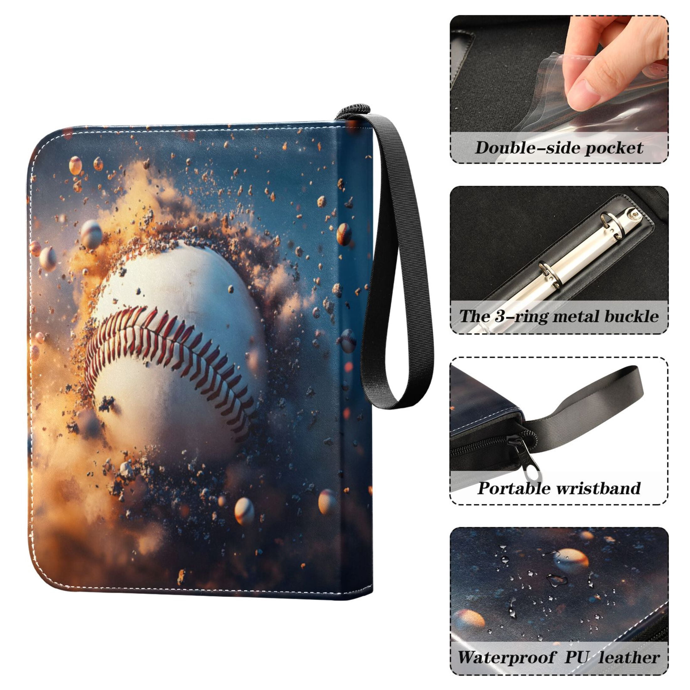 ALAZA Baseball Burning Trading Card Binder 4 Pocket Cards Collection Album 400 Folder Holder