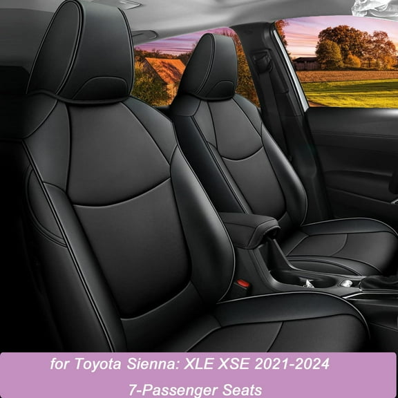 IKABEVEM Custom Seat Covers for Toyota Sienna: XLE XSE 2021-2024 7-Passenger Seats 2nd Row Captain Chairs Full Set (Black)