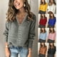thumbnail image 2 of Suéter de cuello en V con encaje para otoño e invierno, suéter holgado de manga larga de color sólido para mujeres europeas y americanas, 2 of 5