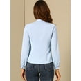 thumbnail image 3 of DARING DIVA Women's Elegant Bow Tie Neck Blouse Chiffon Shirt S Light Blue, 3 of 6