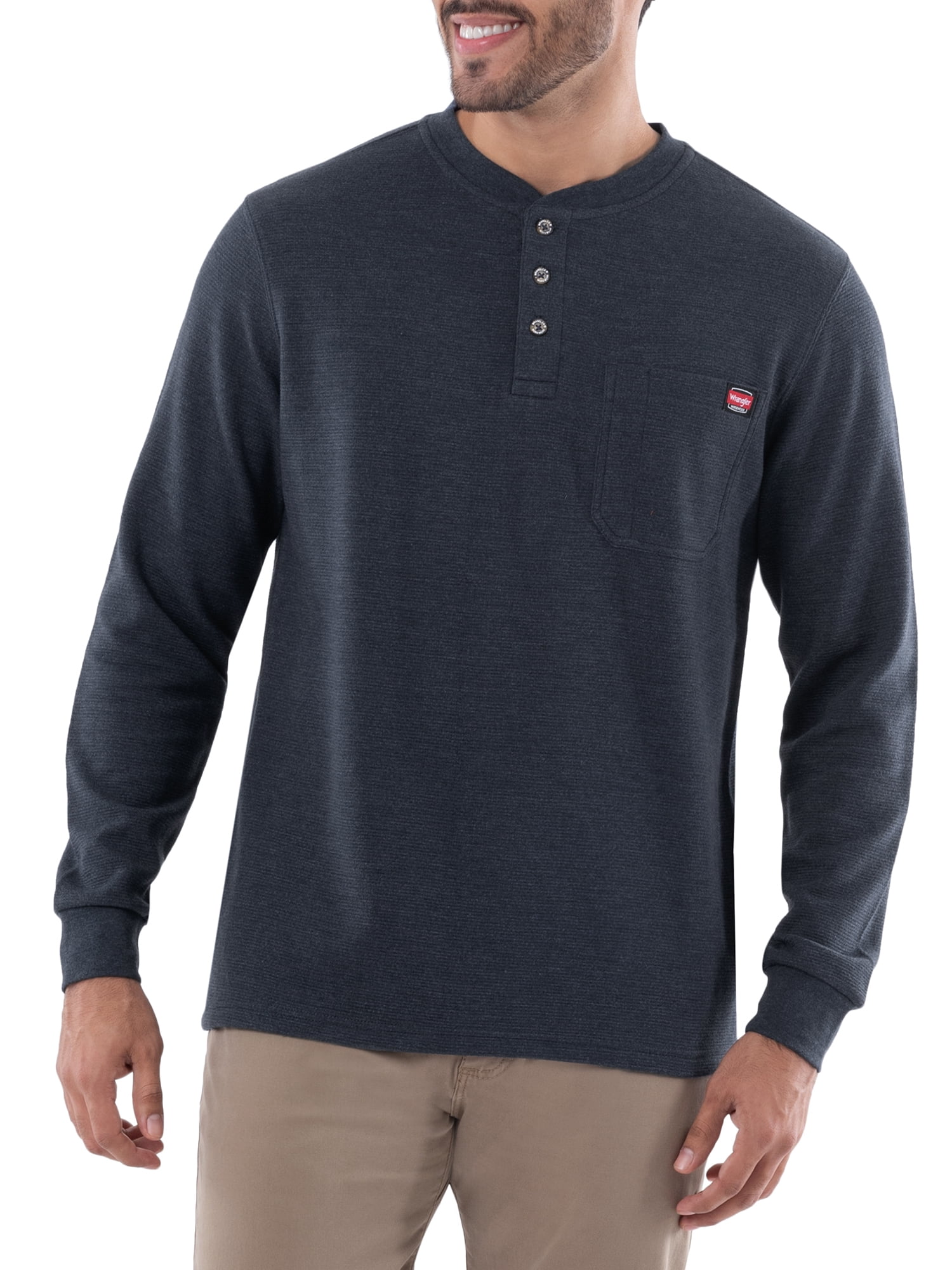 Wrangler Workwear Men's & Big Men's Long Sleeve Pocket Henley Shirt, Sizes  S-5XL 