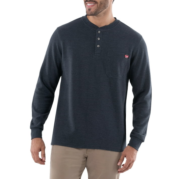 Wrangler Workwear Men's & Big Men's Long Sleeve Pocket Henley Shirt, Sizes S5XL