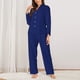 thumbnail image 2 of Balery Navy Blue Conjunto de Pijama con Estampado para Mujer, Conjunto de Dos Piezas con Manga Larga, Ropa de Dormir Suave con Bolsillos, Pijamas Cómodos-Small, 2 of 7