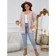 thumbnail image 6 of SHOWMALL Plus Size Ribbed Knit Cardigan for Women, Long Sleeve Button Down Pink Stripe 4X Fuzzy Sweater Open Front with Pockets for Fall Winter Layering, 6 of 7