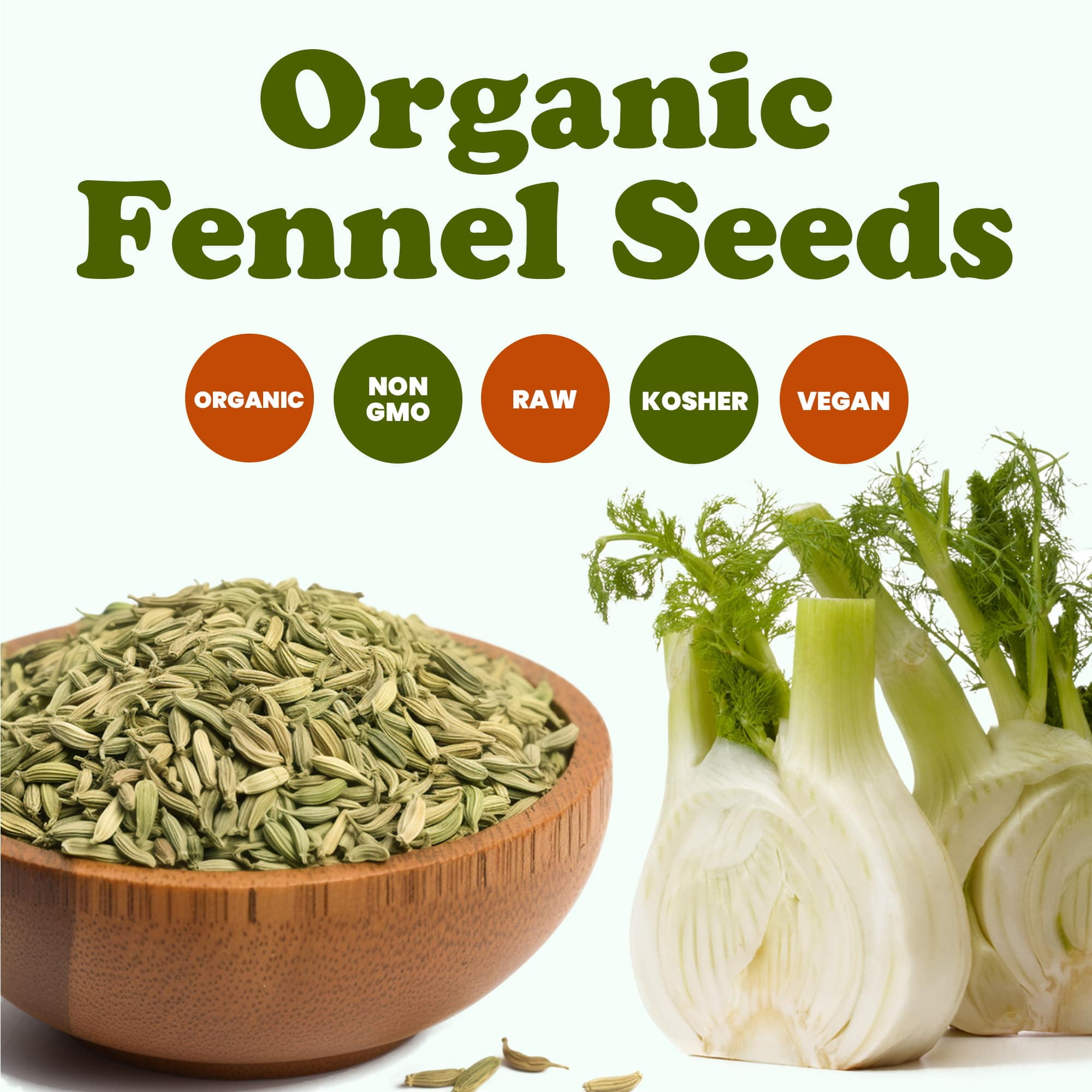 Organic Fennel Seeds, 3 Pounds — Whole, Non-GMO, Kosher, Vegan, Bulk - Food to Live