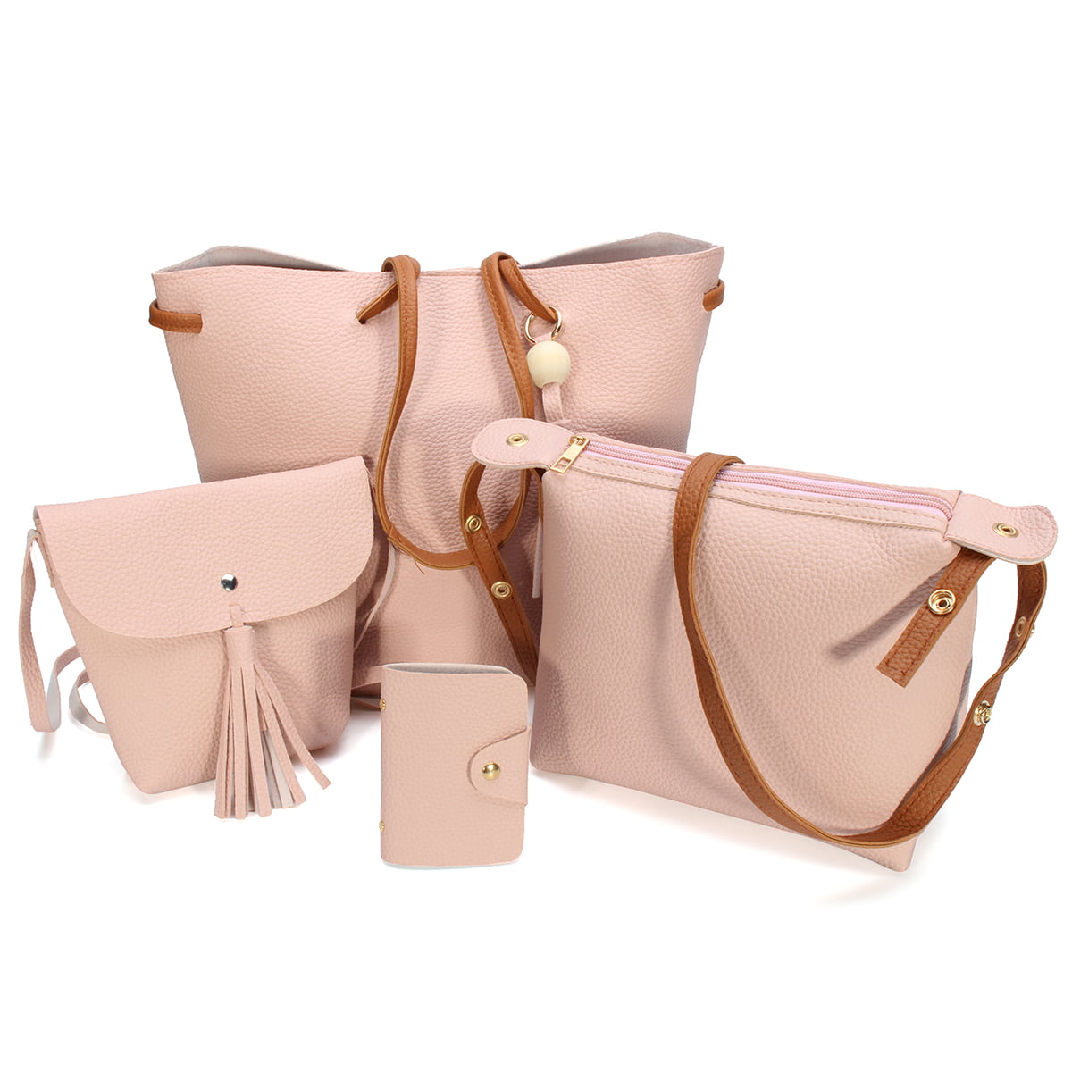 4Pcs Women Leather Handbag Shoulder Purse Messenger Satchel Crossbody Tote Bag
