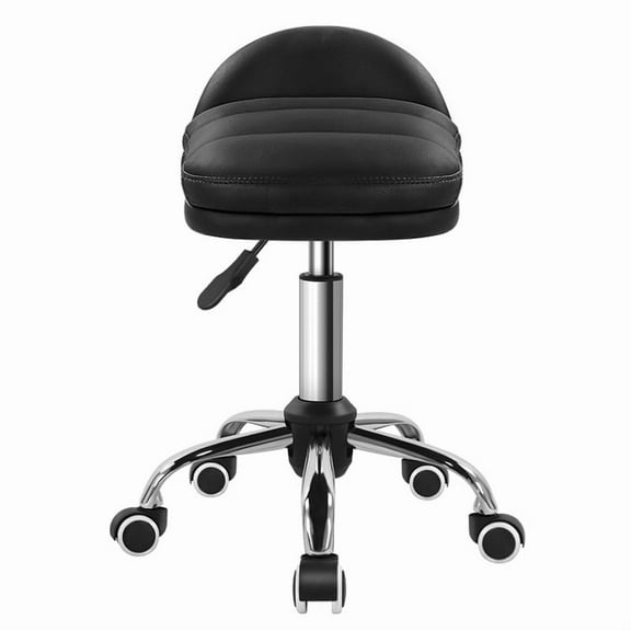 WIAIO Rolling Stool Chair with Wheel for Home Work SPA Massage Height-adjustable Swivel Stool with Low Back,Black