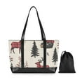 thumbnail image 7 of FORMRS Canvas Laptop Tote Bag for Women with 15.6" Computer Compartments Shoulder Handbag, Beige Christmas Plaid, 7 of 7