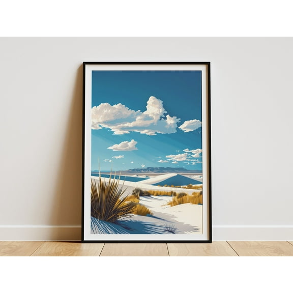 New Mexico White Sands National Park Poster Landscape Art Print Desert Nature Wall Decor Yucca Plant Print - Poster Unframed