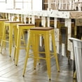 thumbnail image 2 of Flash Furniture Kai Commercial Grade 30" High Backless Yellow Metal Indoor-Outdoor Barstool with Teak Poly Resin Wood Seat, 2 of 12