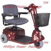 CTM - HS-320 - Mid-Range Travel Scooter - 3-Wheel - Burgundy - PHILLIPS POWER PACKAGE TM - $500 VALUE