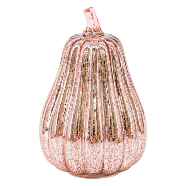 pstuiky Farol de calabaza de cristal con luces LED de calabaza con temporizador, ideal para Halloween.